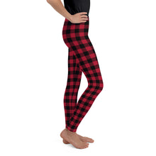 Load image into Gallery viewer, Youth Leggings Red Plaid Time For A Bear Hug