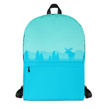 Load image into Gallery viewer, Backpack Aqua Blue Moose Silhouette
