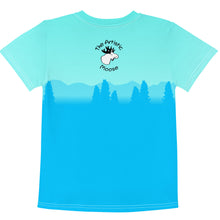 Load image into Gallery viewer, Kids Crew Neck T-shirt Aqua Darker Blue Bear Silhouette
