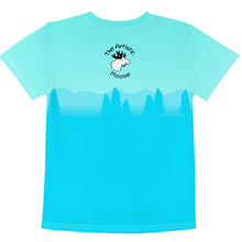 Load image into Gallery viewer, Kids Crew Neck T-shirt Aqua Medium Blue Bear Silhouette
