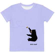 Load image into Gallery viewer, Kids Crew Neck T-shirt Periwinkle Bee Kind
