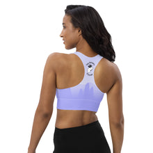 Load image into Gallery viewer, Longline Sports Bra Periwinkle Moose Silhouette
