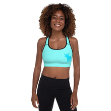 Load image into Gallery viewer, Padded Sports Bra Aqua Moose Silhouette
