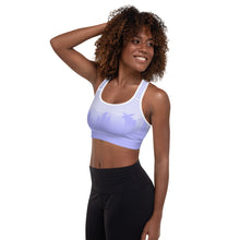Load image into Gallery viewer, Padded Sports Bra Periwinkle Moose Silhouette
