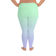 Load image into Gallery viewer, Plus Size Leggings Blue Lime Green Periwinkle Moose Silhouette
