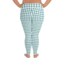 Load image into Gallery viewer, Plus Size Leggings Aqua Plaid  2XL
