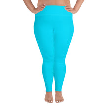 Load image into Gallery viewer, Plus Size Leggings Aqua Blue Moose Silhouette
