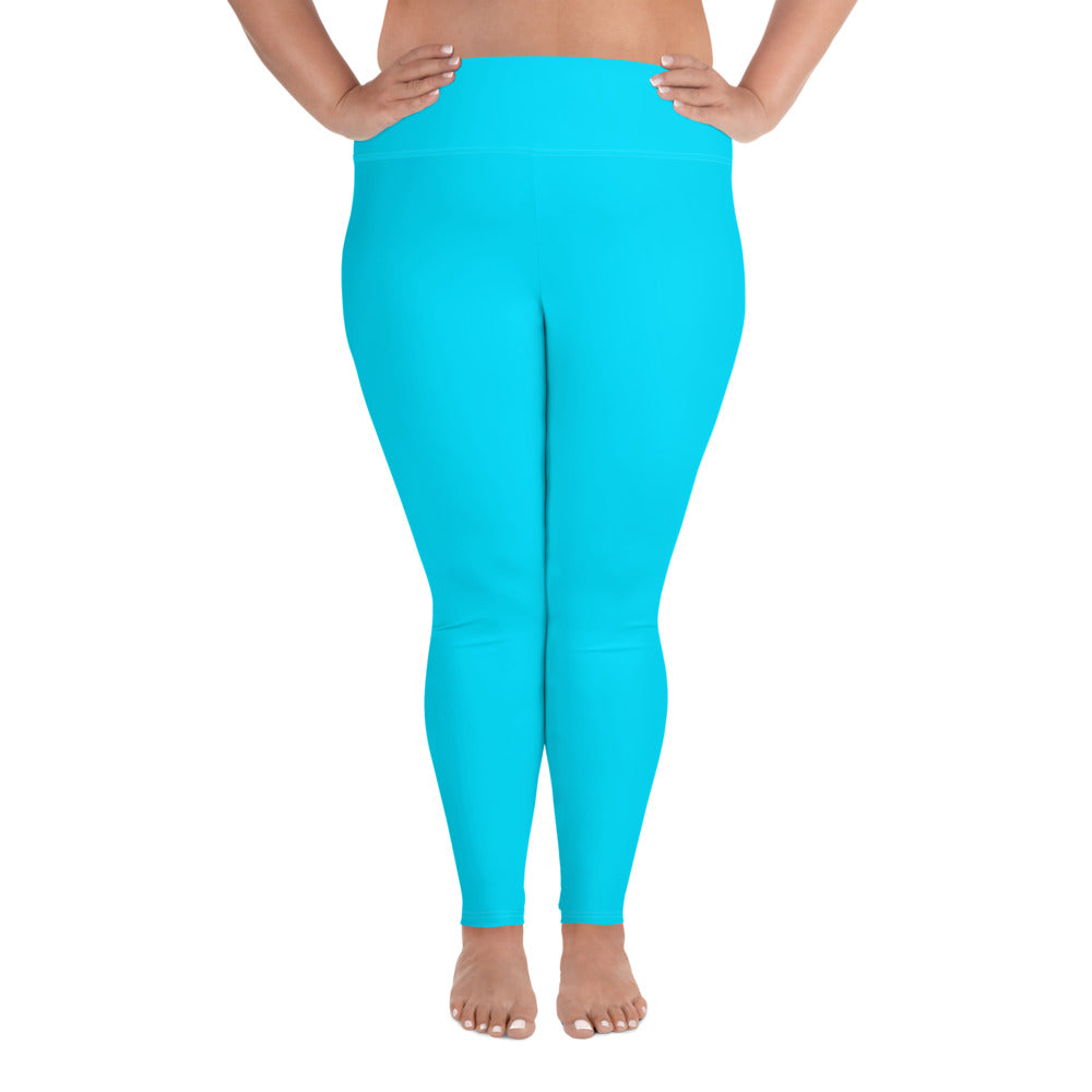 Plus Size Leggings Aqua Blue Moose Silhouette