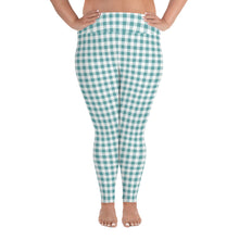 Load image into Gallery viewer, Plus Size Leggings Aqua Plaid  2XL
