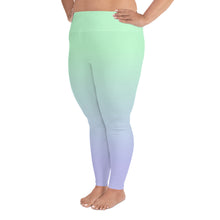 Load image into Gallery viewer, Plus Size Leggings Blue Lime Green Periwinkle Moose Silhouette
