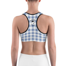 Load image into Gallery viewer, Sports Bra Blue Plaid Blessed
