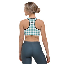 Load image into Gallery viewer, Sports Bra Aqua Plaid Once Upon A Time
