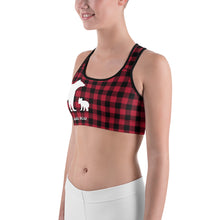 Load image into Gallery viewer, Sports Bra Red Plaid Mama Bear One Cub
