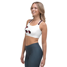 Load image into Gallery viewer, Sports Bra White Front Red Plaid Mama Bear Two Cubs
