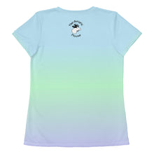 Load image into Gallery viewer, Women&#39;s Athletic T-shirt Blue Lime Green Periwinkle I Miss You Mom
