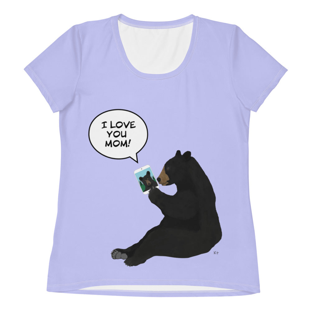 Women's Athletic T-shirt Periwinkle I Love You Mom