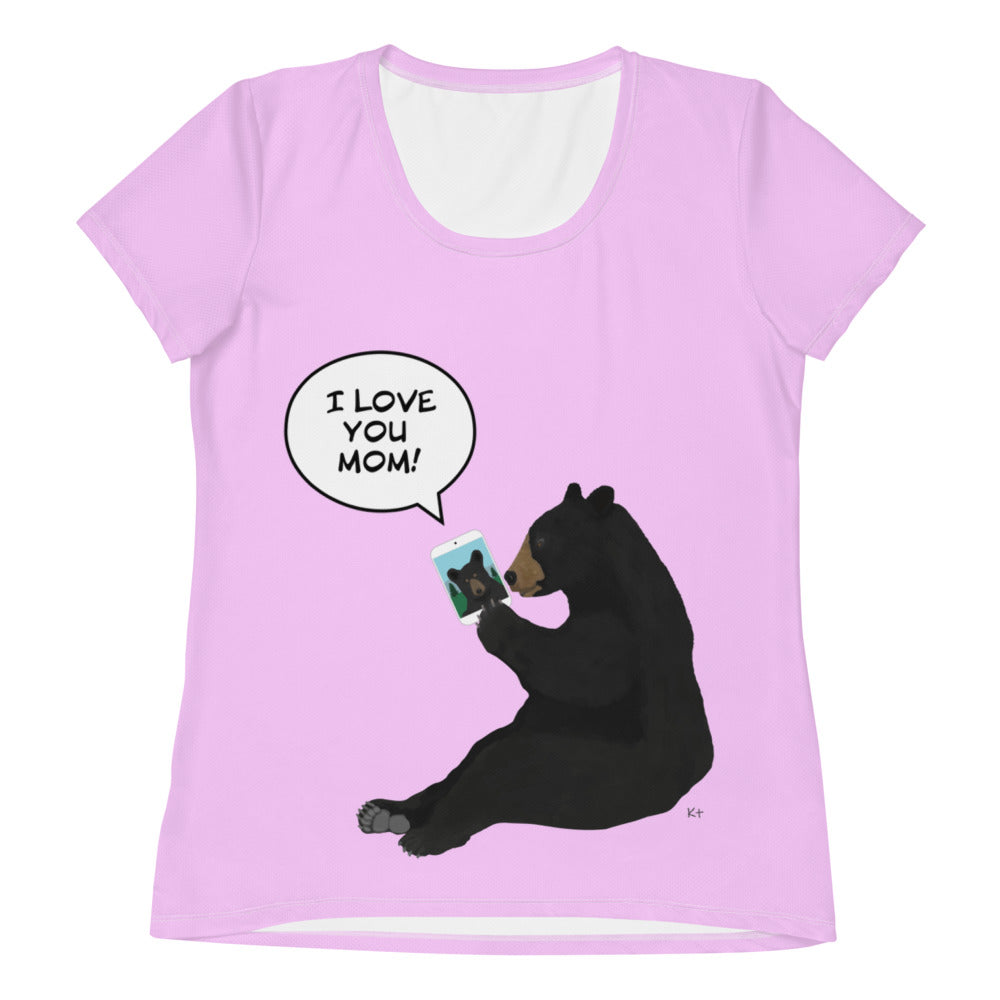 Women's Athletic T-shirt Bright Pink I Love You Mom