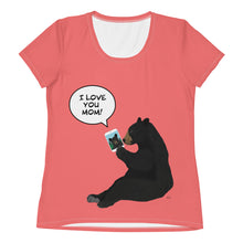 Load image into Gallery viewer, Women&#39;s Athletic T-shirt Coral I Love You Mom
