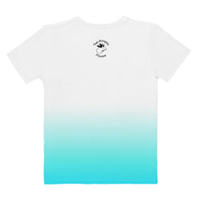 Load image into Gallery viewer, Women&#39;s T-shirt White Aqua Blue Bee Kind
