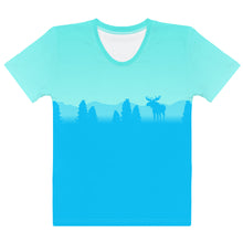 Load image into Gallery viewer, Women&#39;s T-shirt Aqua Darker Blue Moose
