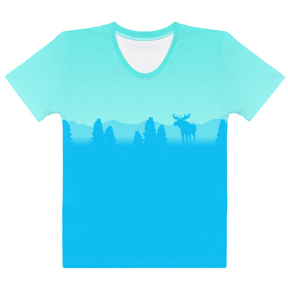 Women's T-shirt Aqua Darker Blue Moose