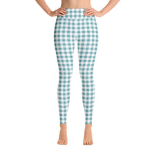 Load image into Gallery viewer, Yoga Leggings Aqua Plaid
