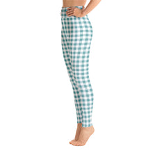 Load image into Gallery viewer, Yoga Leggings Aqua Plaid
