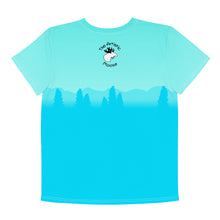 Load image into Gallery viewer, Youth Crew Neck T-shirt Aqua Lighter Blue Bear Silhouette
