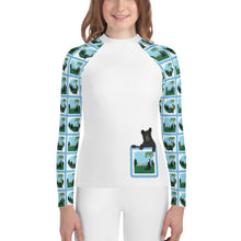 Load image into Gallery viewer, Youth Rash Guard Bear Stories White
