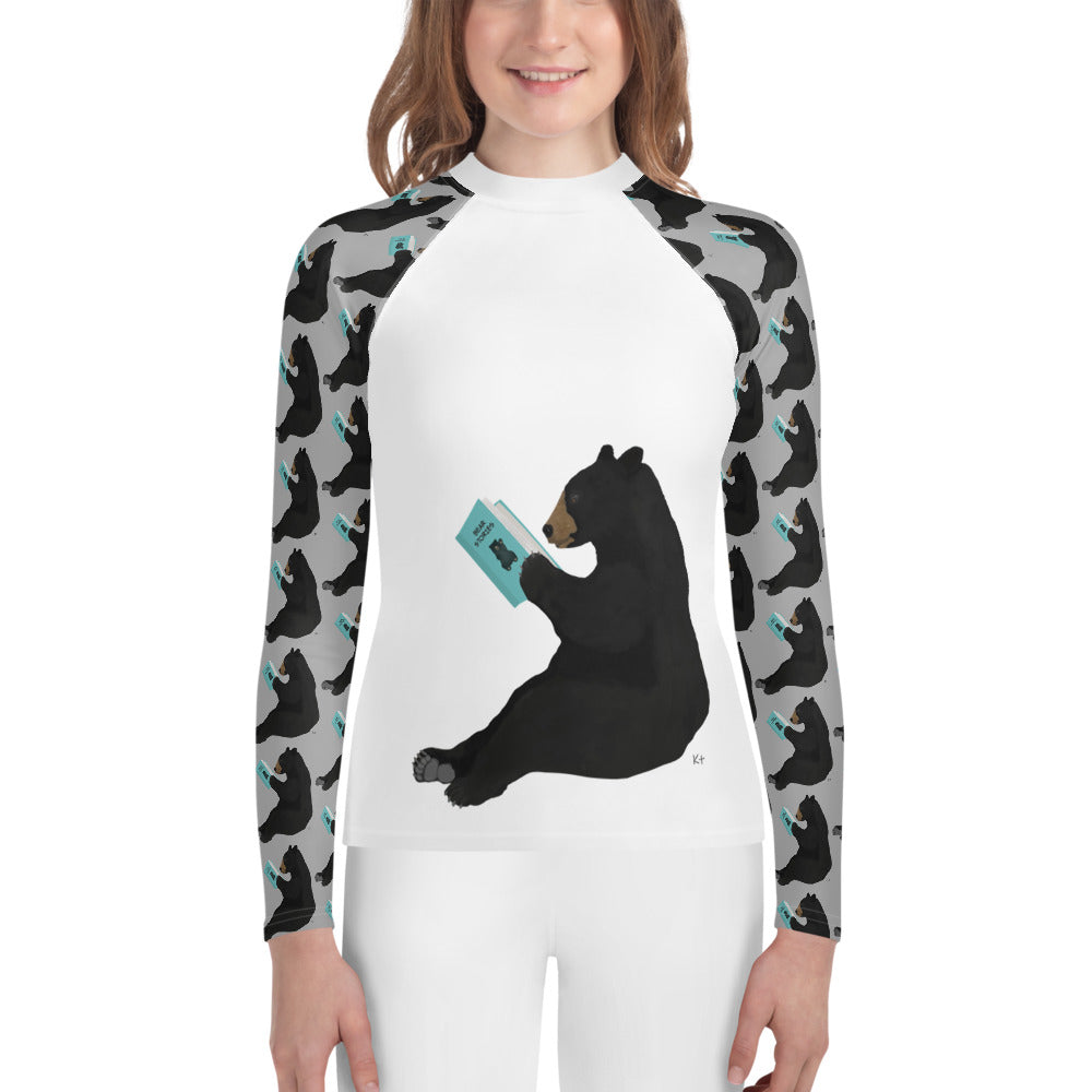 Youth Rash Guard Bear Reading